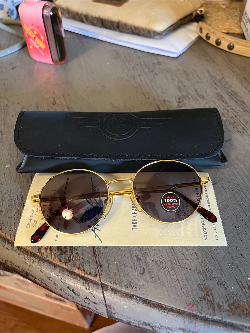 Vintage "Air Crew" Skyhawk Gold Oval Sunglasses New with Box